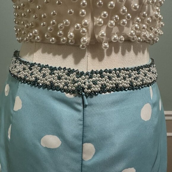 Sherri Hill Two Piece Prom Dress sz 6 Mermaid Light Blue White32226 Retro Formal - Picture 11 of 16